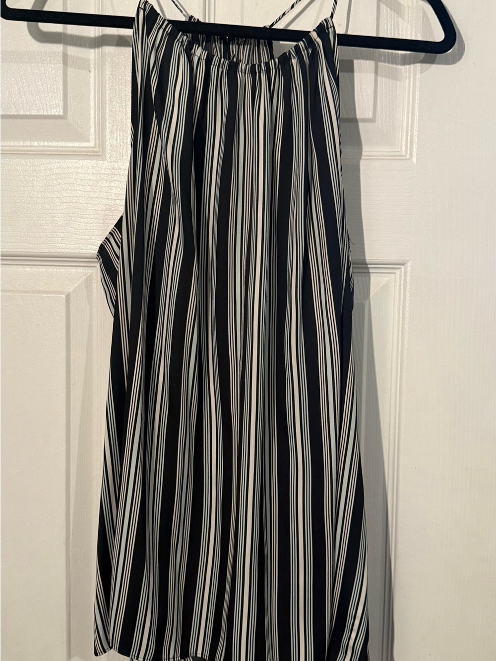 LOFT Black and White Vertical Stripe Maxi Skirt